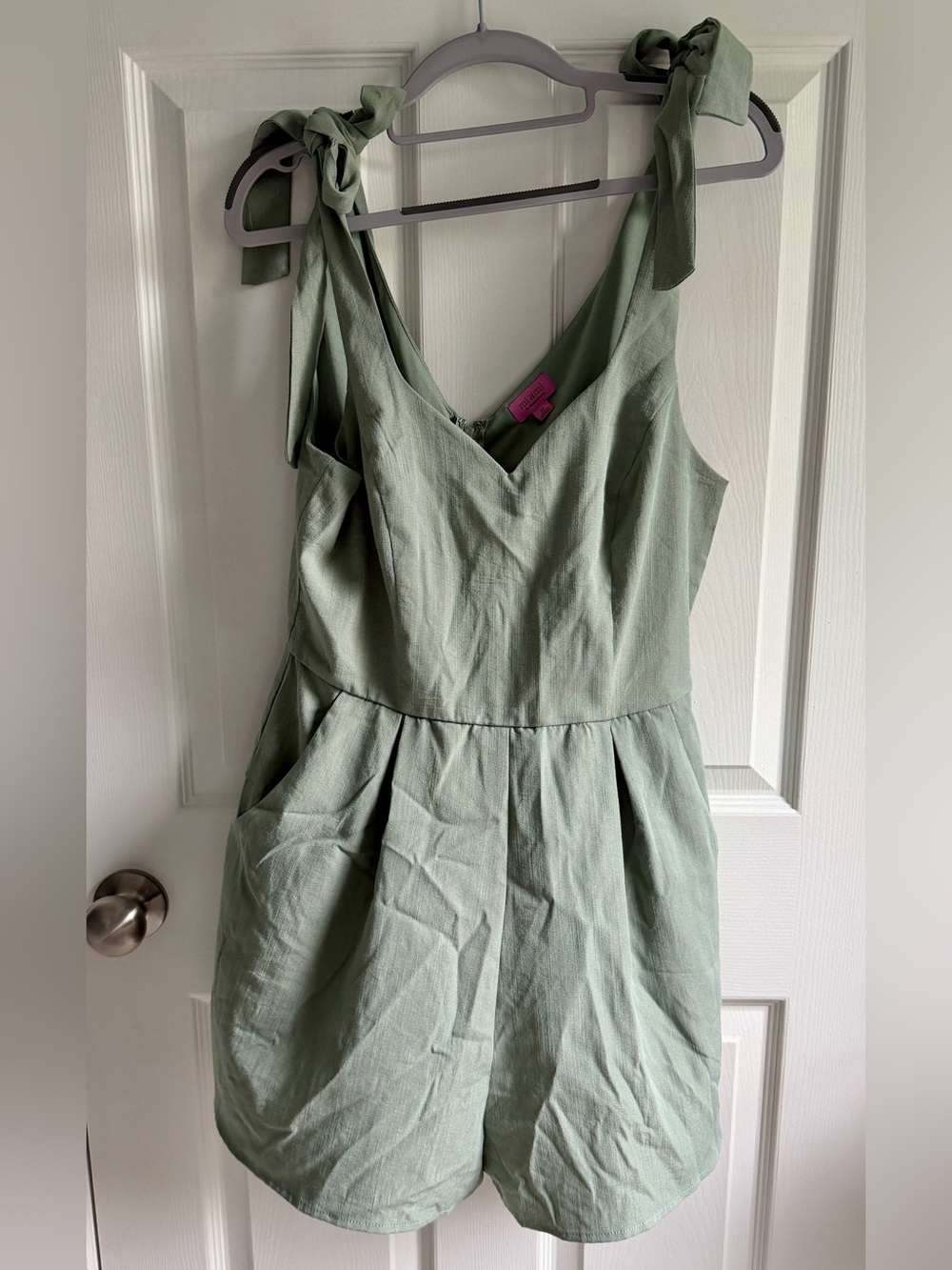 miami Sage Green Tie-Shoulder Romper